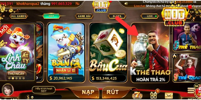 Chương trình Hitclub hoàn trả 2% thể thao cực hot 2025