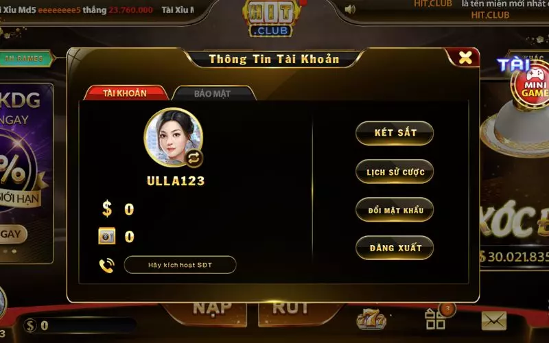 Người chơi có thể kiểm tra và thay đổi thông tin sign up